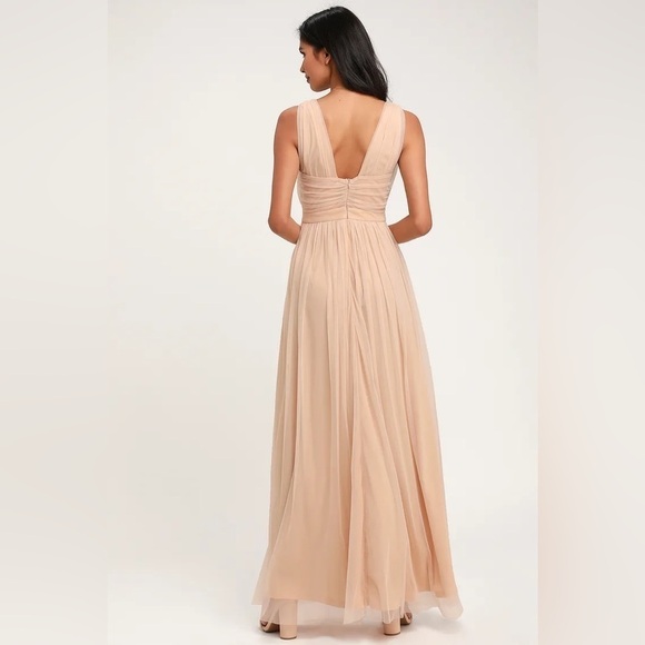 Lulus Romantic Moment Nude Mesh Maxi Dress - Picture 2 of 16